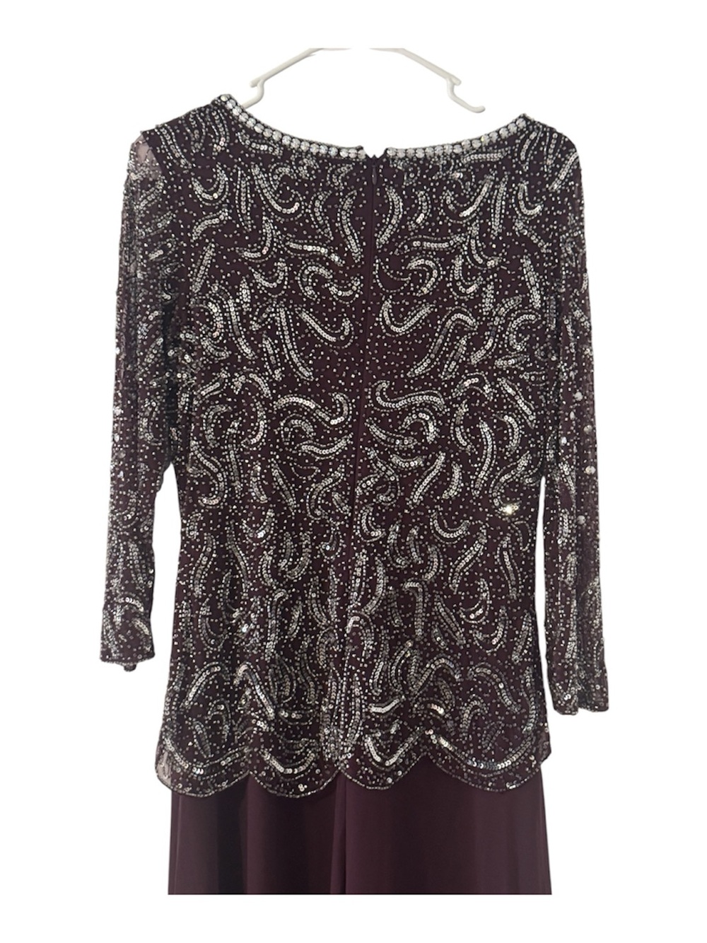Pisarro Nights Beaded Evening Gown I Deep plum Burgundy I Size 8 - Picture 8 of 8